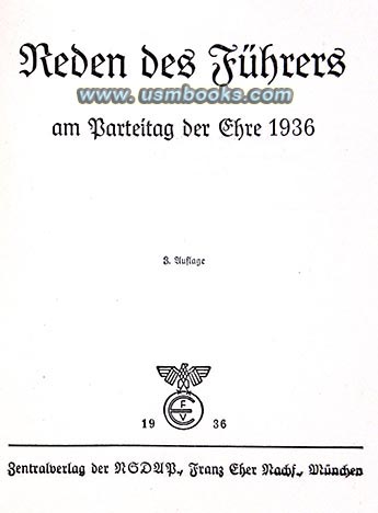 1936 Nazi Party Day speeches Adolf Hitler