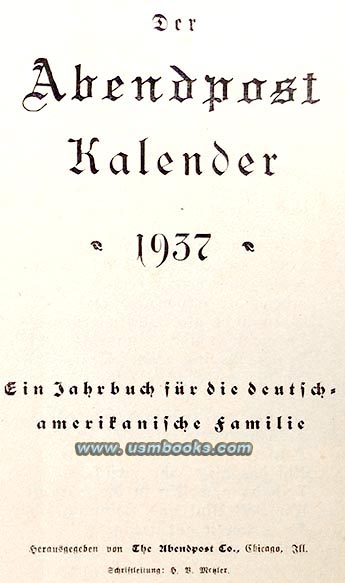 Der Chicago Abendpost Kalender fuer die deutsch-amerikanische Familie