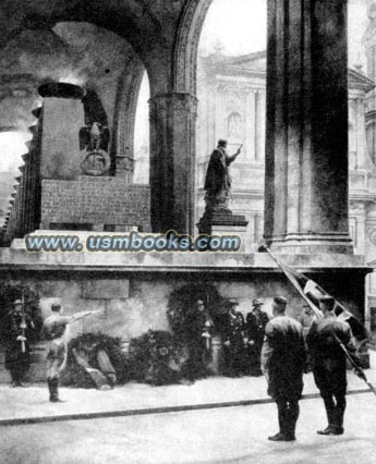 Feldherrnhalle Muenchen with Nazi Putsch monument by Paul Hermann