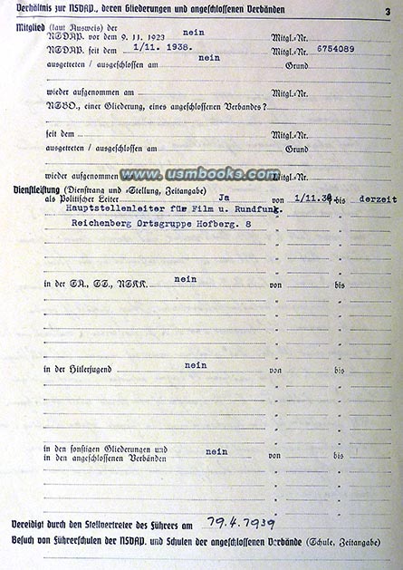 Nazi Party membership Josef Hirschmann