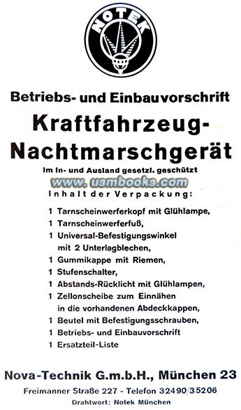 Notek Betriebs- und Einbauvorschrift Kraftfahrzeug-Nachtmarschgert