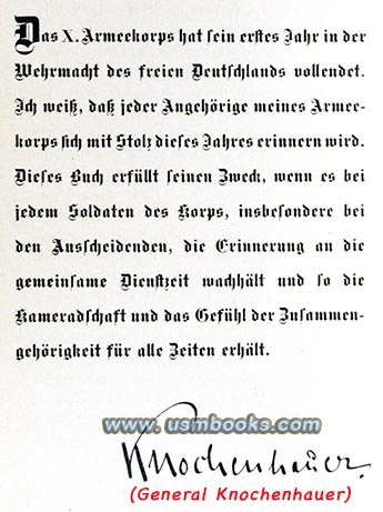 General der Kavallerie Wilhelm Knochenhauer, foreword